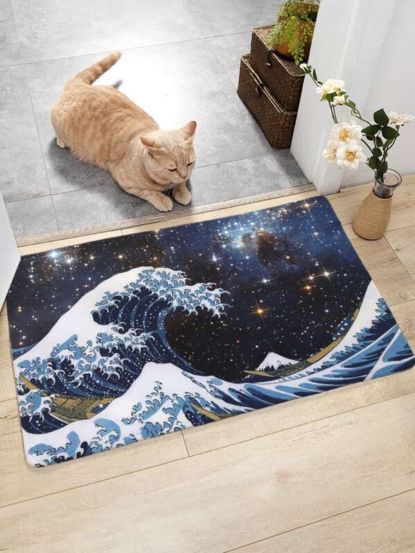 

Wave Pattern Floor Mat, Blue