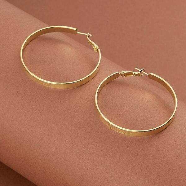 

1pair Flat Wide Band Medium Hoop Earrings