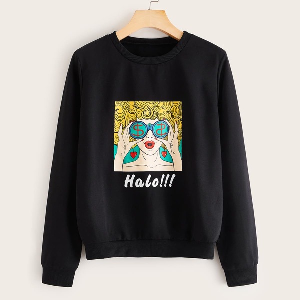 

Letter And Figure Graphic Sweatshirt