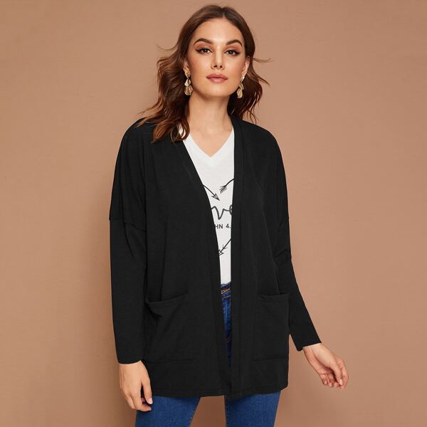 

Dual Pocket Drop Shoulder Coat, Black
