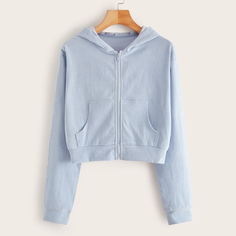 

Zip-up Corduroy Blue Hoodie, Blue pastel
