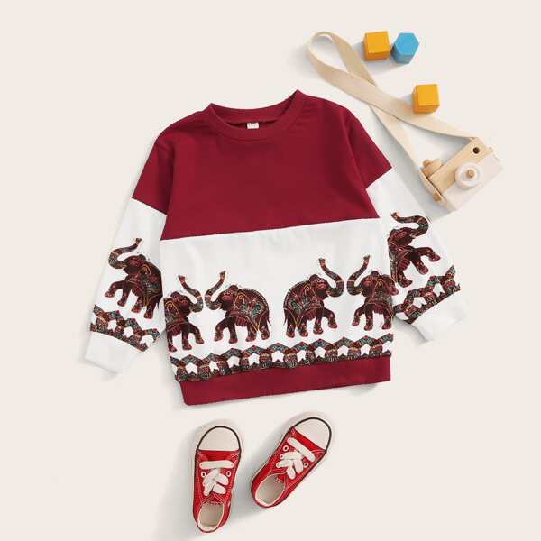 

Toddler Boys Tribal Print Cut And Sew Sweatshirt, Multicolor