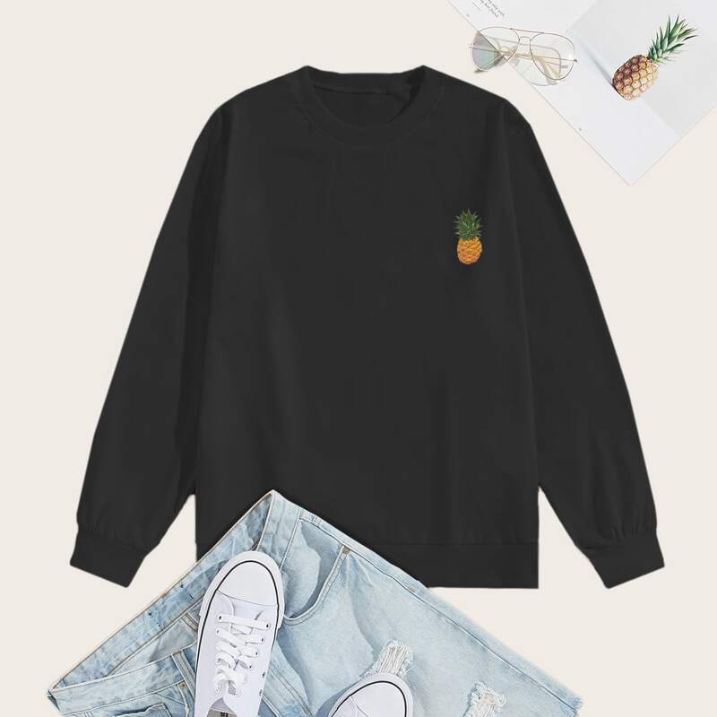 

Guys Pineapple Print Sweatshirt, Black