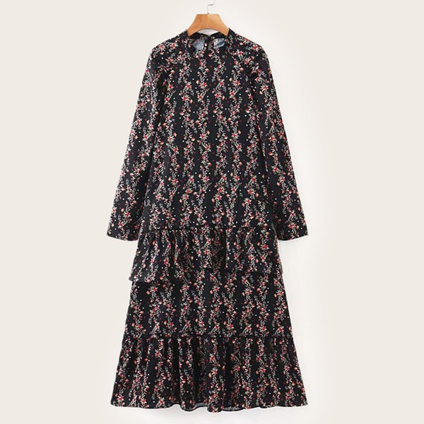 

Ditsy Floral Print Ruffle Hem Dress, Multicolor