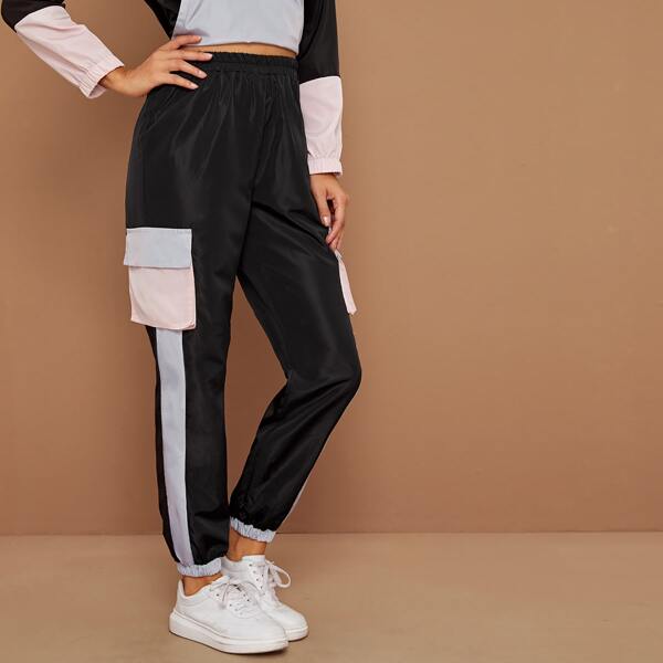 

Colorblock Pocket Side Windbreak Sweatpants, Multicolor