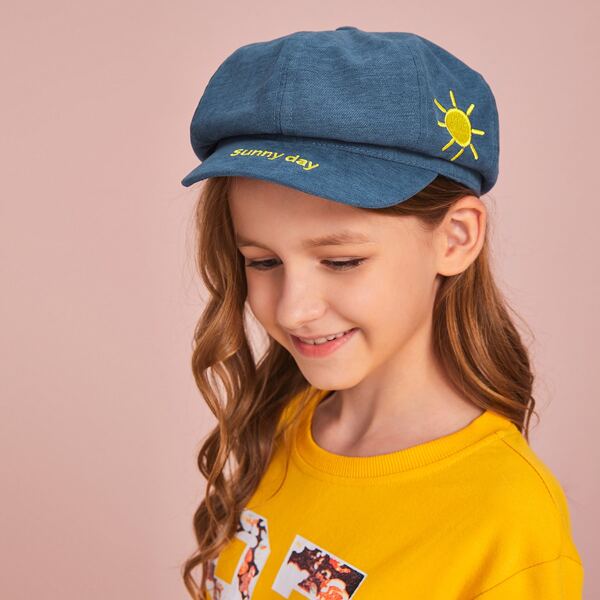

Toddler Kids Sun Embroidery Bakerboy Hat, Blue