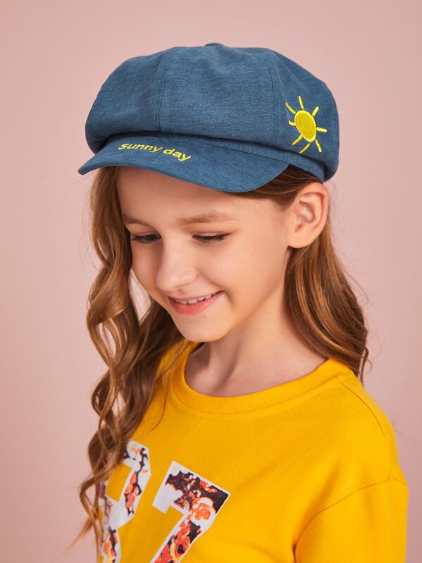 

Toddler Kids Sun Embroidery Bakerboy Hat, Blue