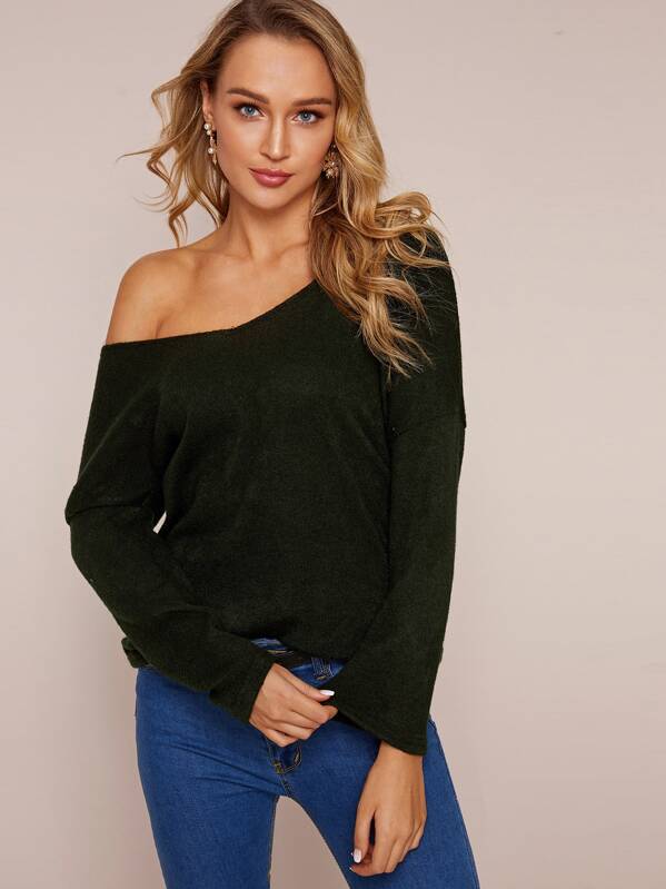 

Criss Cross Lace Back Solid Sweater, Black, Sava