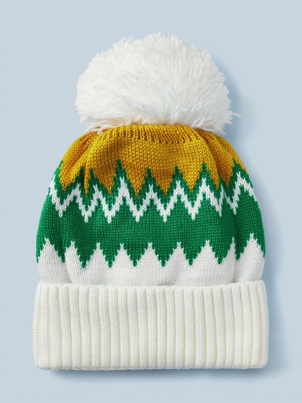 

Toddler Kids Pom Pom Decor Cuffed Beanie, Multicolor