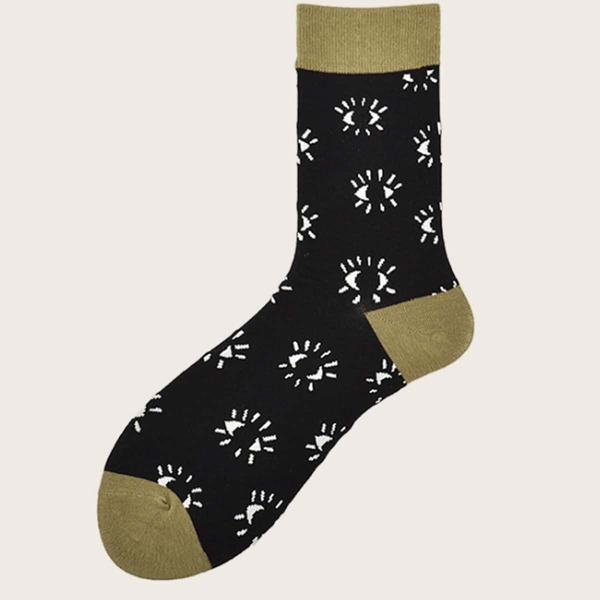 

1pair Men Graphic Pattern Socks, Multicolor