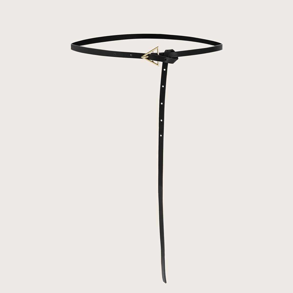

Triangle Decor Skinny Belt, Black