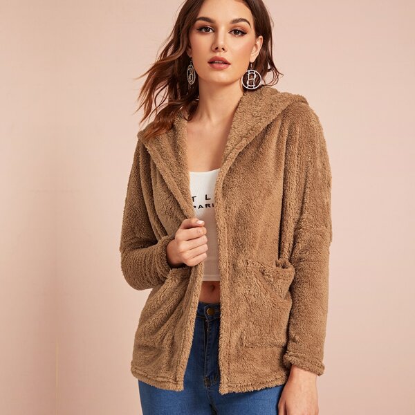 

Pocket Side Teddy Coat, Camel