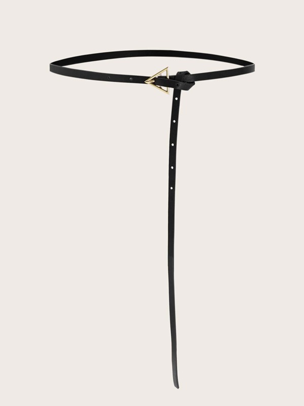 

Triangle Decor Skinny Belt, Black