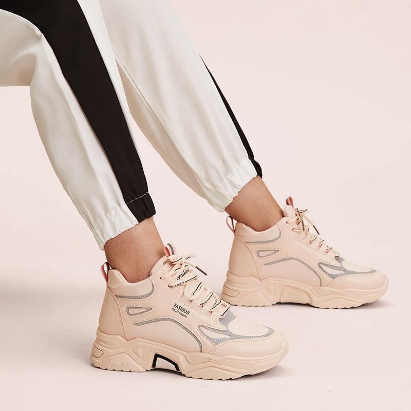 

Lace-up Front Chunky Sneakers, Pink