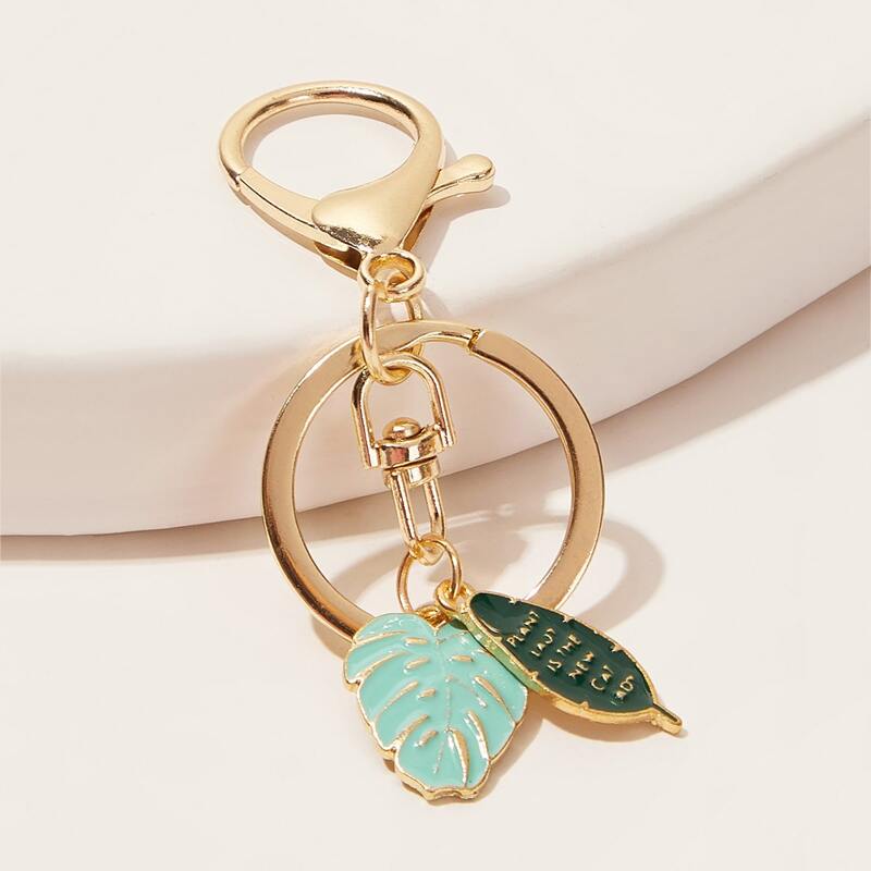 Leaf Charm Keychain, Green