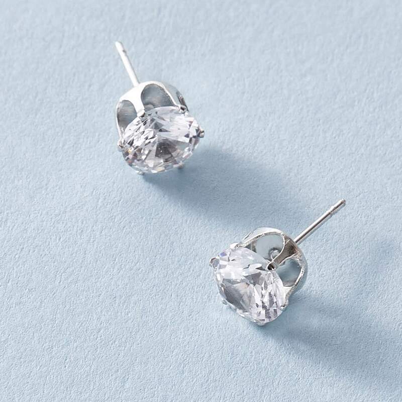 

1pair Rhinestone Engraved Stud Earrings, Silver
