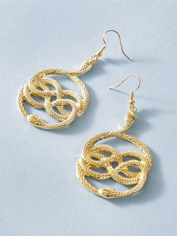 

1pair Snake Drop Earrings, Gold