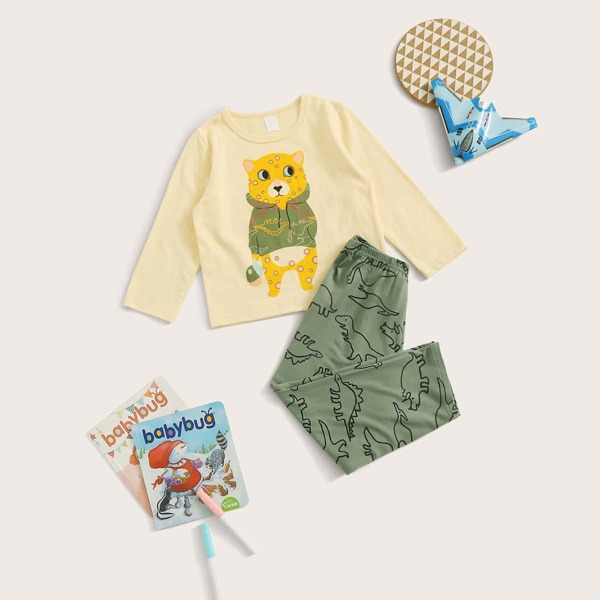 

Toddler Boys Cartoon Print PJ Set, Multicolor
