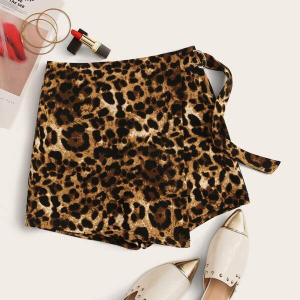 

Knot Side Leopard Wrap Skort, Multicolor