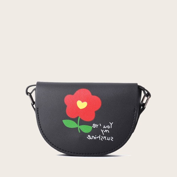 

Girls Floral Graphic Crossbody Bag, Black