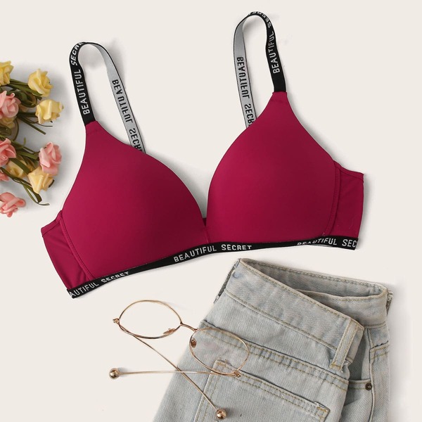

Letter Tape Bra, Burgundy