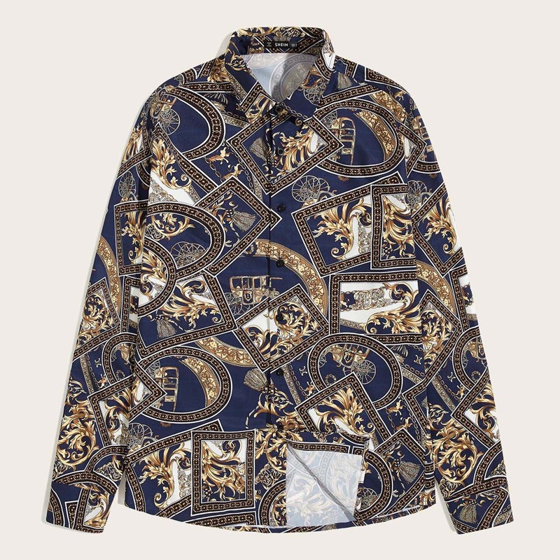 

Guys Scarf Print Shirt, Multicolor