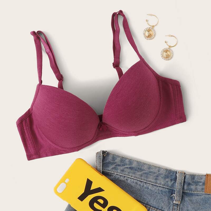 

Solid Underwire Bra, Burgundy