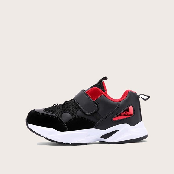 

Boys Velcro Strap Mesh Panel Sneakers, Black