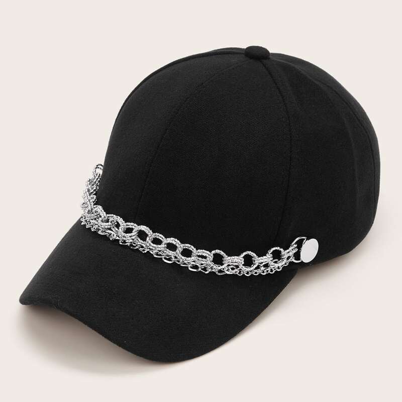 

Chain Decor Baseball Cap, Black