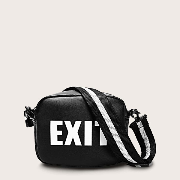 

Letter Graphic Crossbody Bag, Black