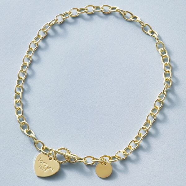 

1pc Heart Charm Chain Necklace, Gold