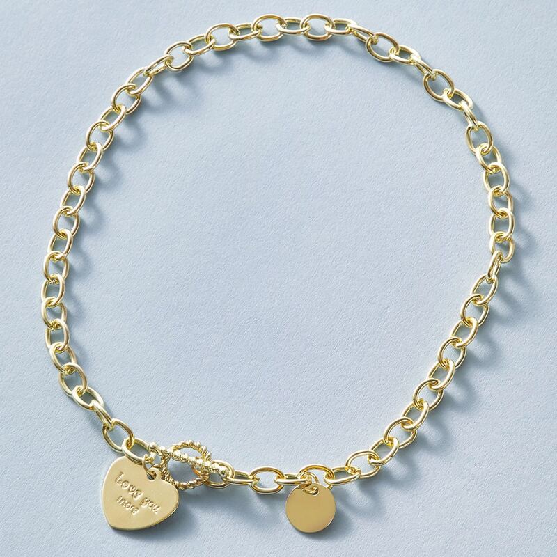 

1pc Heart Charm Chain Necklace, Gold