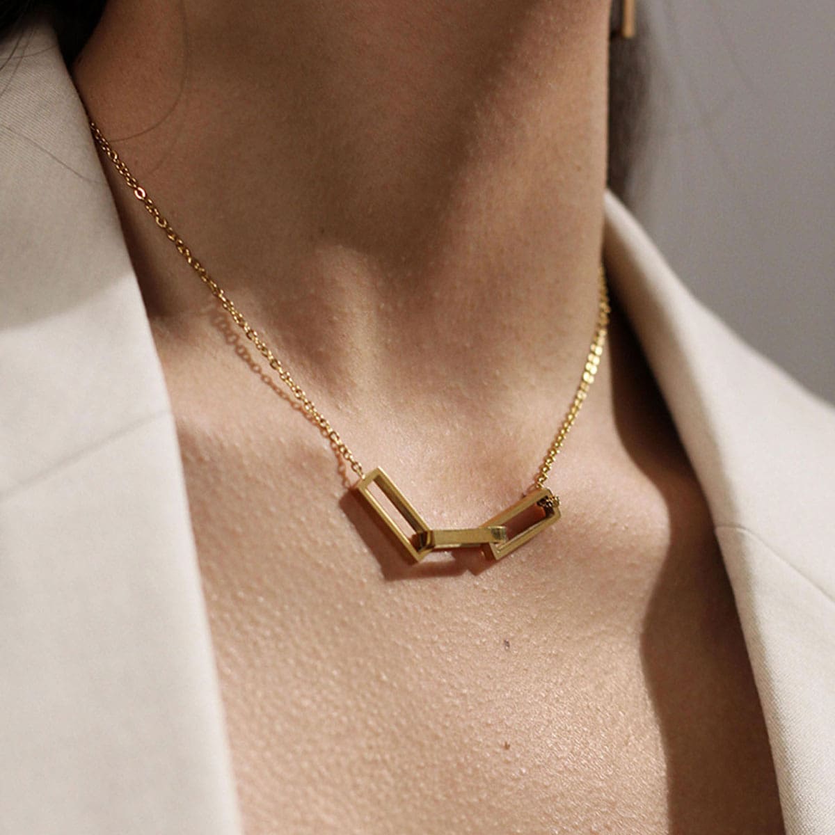 

1pc Geometric Decor Necklace, Gold
