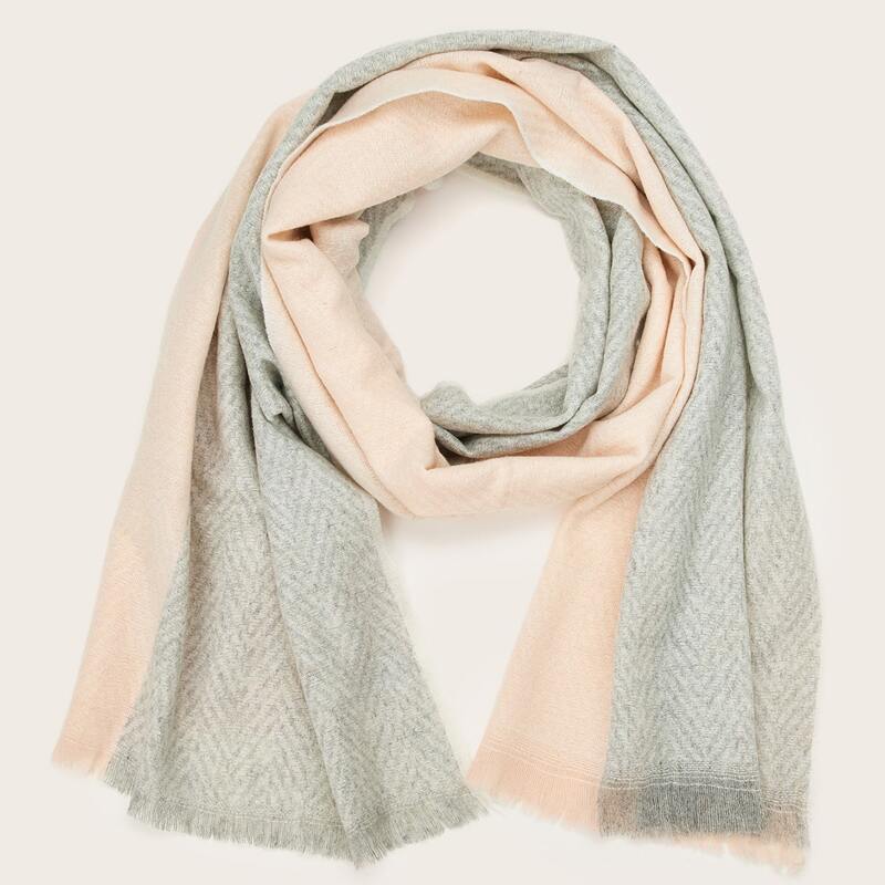

Two Tone Fringe Trim Scarf, Multicolor