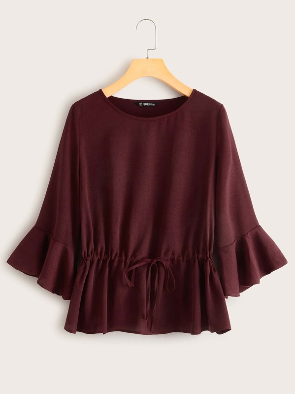 

Топ на кулиске с оборками, Бордовый