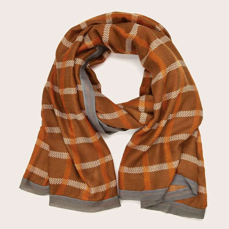 

Plaid Print Scarf, Brown