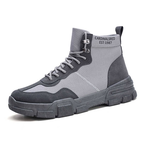 

Men Stitch Detail Lace-up Boots, Grey