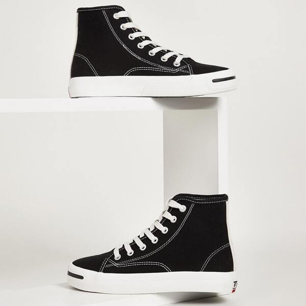 

High Top Canvas Sneakers, Black