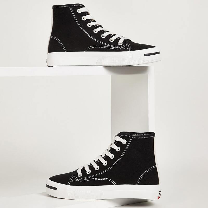 

High Top Canvas Sneakers, Black