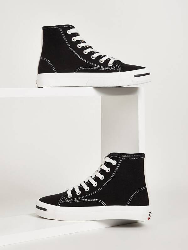 

High Top Canvas Sneakers, Black