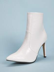 Crocodile Embossed Point Toe Stiletto Heels