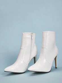 Crocodile Embossed Point Toe Stiletto Heels