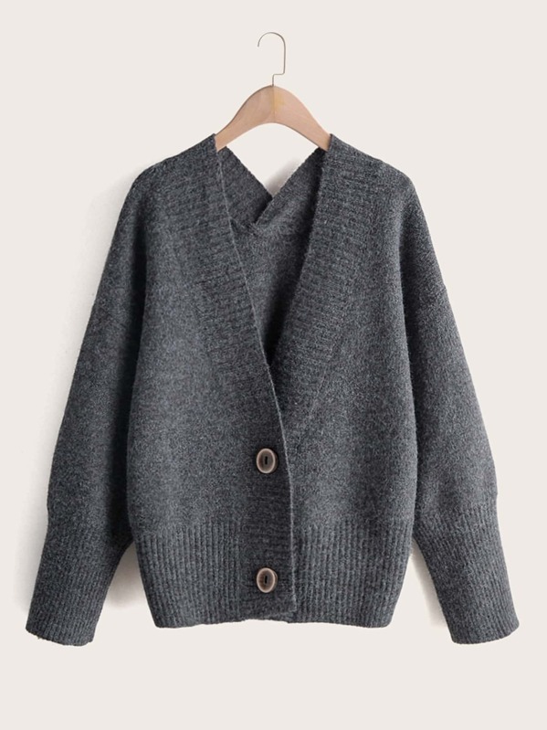 

Space Dye Double Button Sweater Coat, Grey