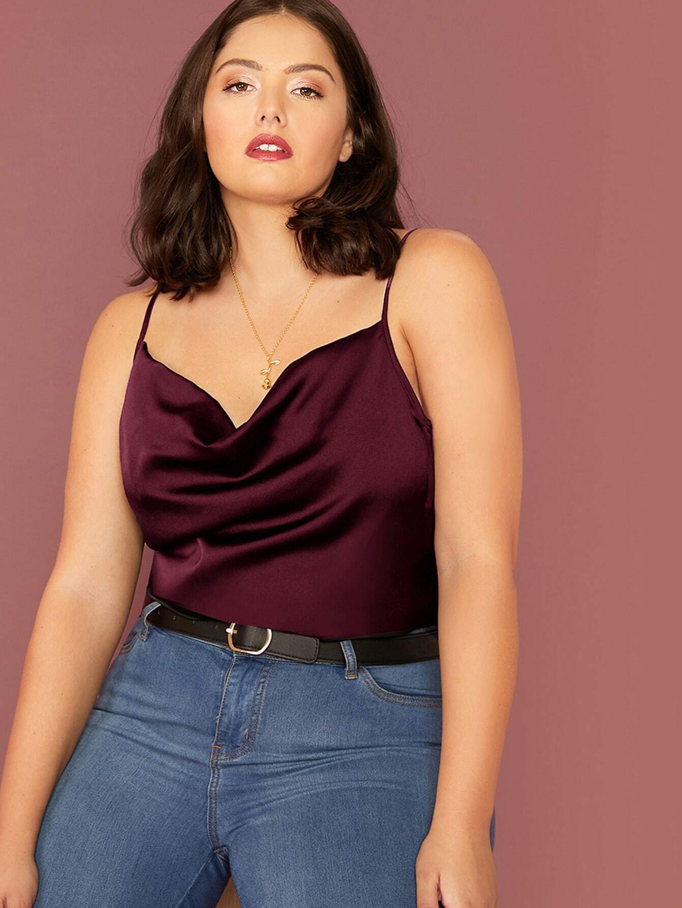 burgundy satin cami