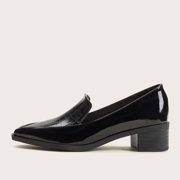 

Coco Embossed Chunky Heel Loafer Dress Shoes, Black
