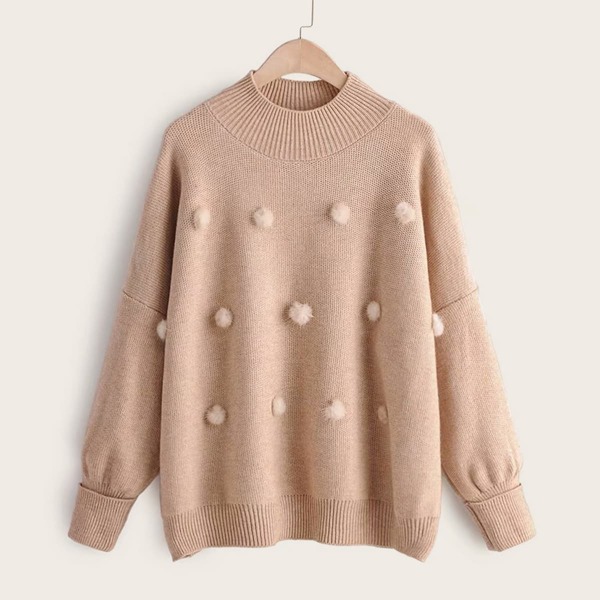 

Shaggy Pom Pom Drop Shoulder Sweater