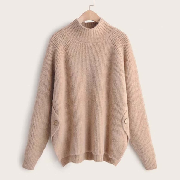 

High Neck Button Detail Sweater