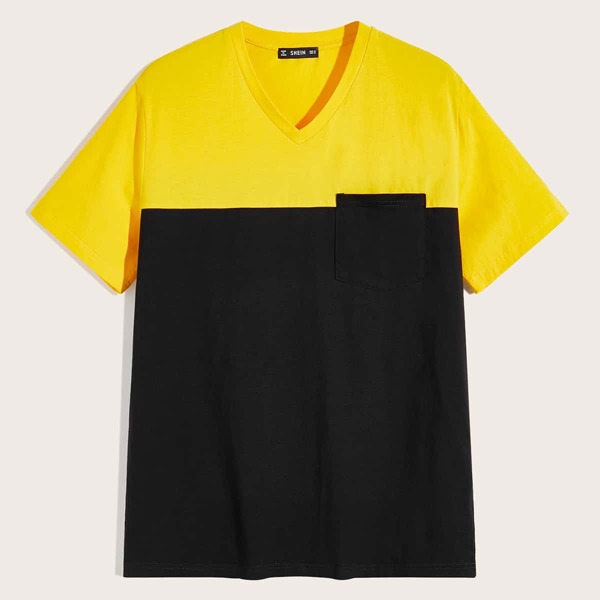 

Men Two Tone Pocket Patched Tee, Black