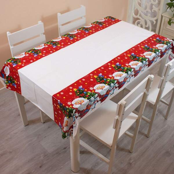 

1pc Christmas Print Disposable Tablecloth, Multicolor