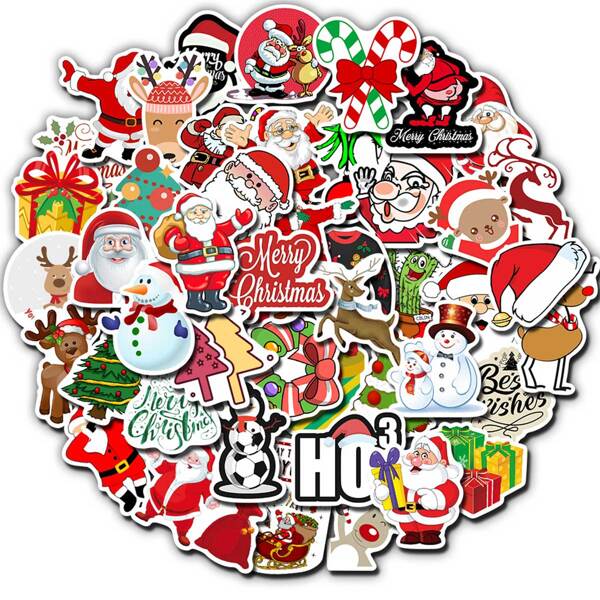 

50pcs Christmas Santa Claus Print Sticker